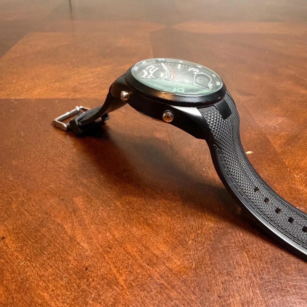 Kenneth Cole Reaction Mens Analog Digital Hybrid Watch Black Silicone Strap